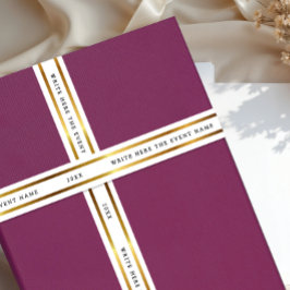 Shiny Metallic Gold White Shimmer With Black Typo Satinband