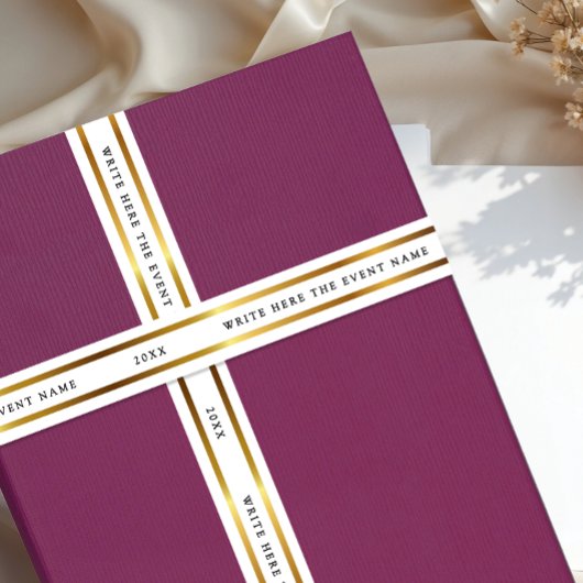 Shiny Metallic Gold White Shimmer With Black Typo Satinband