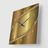 Shiny Metallic Golden Geometric Elegantes Design Quadratische Wanduhr (Winkel)