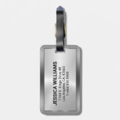 Shiny Metallic Imitats Silver Black Typografy Gepäckanhänger (Rückseite vertikal)
