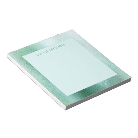 Shiny Metallic Iridescent Minze Green Name Notepad Notizblock (angewinkelt)