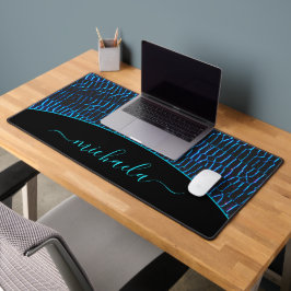 Shiny Metallic Neon Blue abstrakt Individuelle Nam Schreibtischunterlage