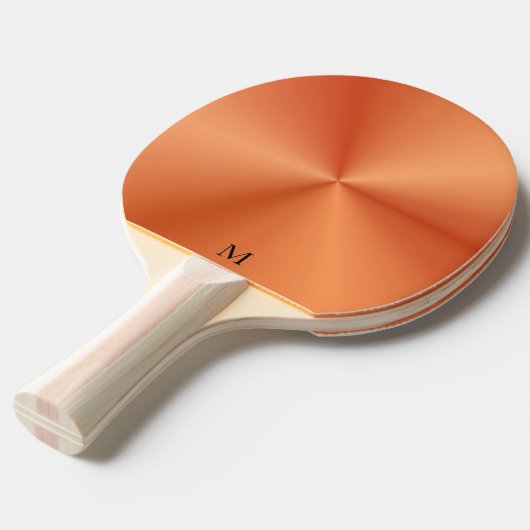 Shiny Metallic Orange Textur Monogram Tischtennis Schläger (Vorderseite)