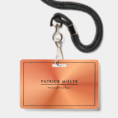 Shiny Metallic Orange Texture Black Accents Ausweis (Vorderseite mit Lanyard)