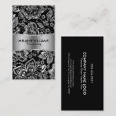 Shiny Metallic Silver Baroque Floral Damasks Visitenkarte (Vorne/Hinten)