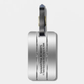 Shiny Metallic Silver Stainless Steel Look Gepäckanhänger (Rückseite vertikal)