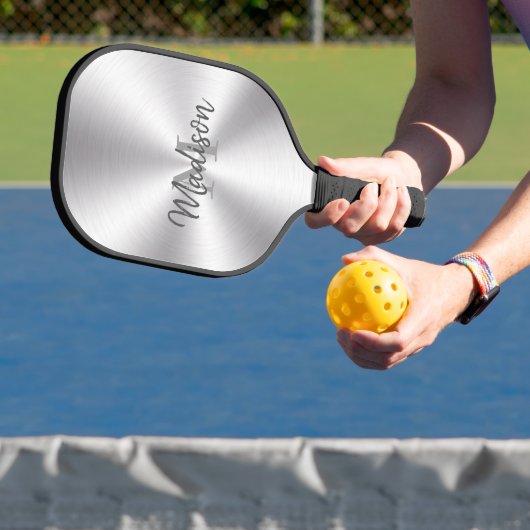 Shiny Metallic Silver Textur Pickleball Schläger (InSitu)