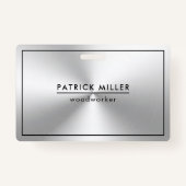 Shiny Metallic Silver Texture Black Accents Ausweis (Rückseite)