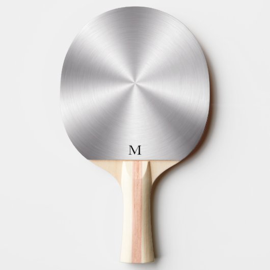 Shiny Metallic Silver Texture Monogram Tischtennis Schläger (Rückseite)