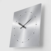 Shiny Metallic Silver Texture Stainless Steel Look Quadratische Wanduhr (Winkel)