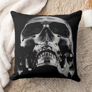 Shiny Metallic Skull Artwork Kissen