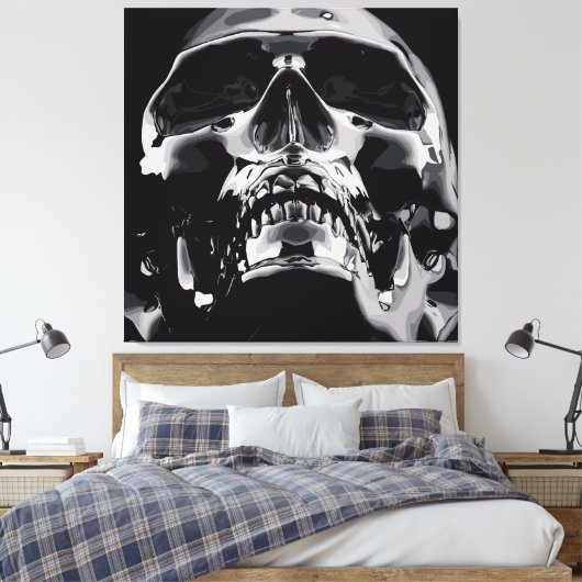 Shiny Metallic Skull Artwork Leinwanddruck (Insitu (Schlafzimmer))