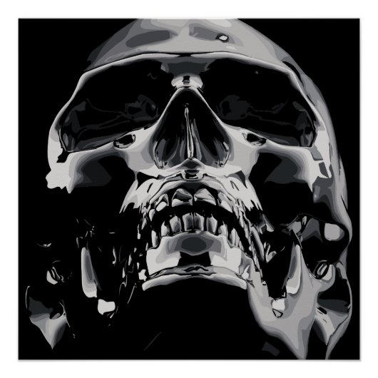Shiny Metallic Skull Artwork Poster (Vorderseite)