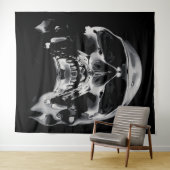 Shiny Metallic Skull Artwork Wandteppich (Beispiel (Horizontal))