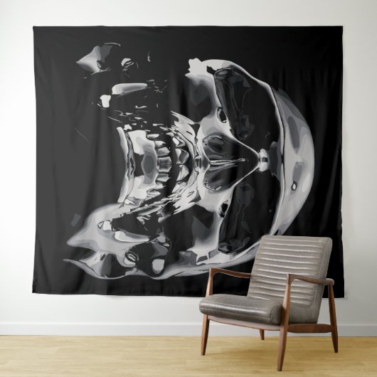 Shiny Metallic Skull Artwork Wandteppich (Beispiel (Horizontal))
