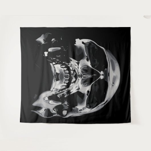 Shiny Metallic Skull Artwork Wandteppich (Vorderseite (Horizontal))