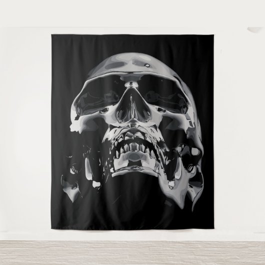 Shiny Metallic Skull Artwork Wandteppich (Vorderseite)