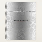 Shiny Metallic Stainless Steel & Gray Damasks Planer (Vorderseite)