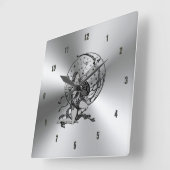 Shiny Metallic Stainless Steel & Sagittarius Zeich Quadratische Wanduhr (Winkel)