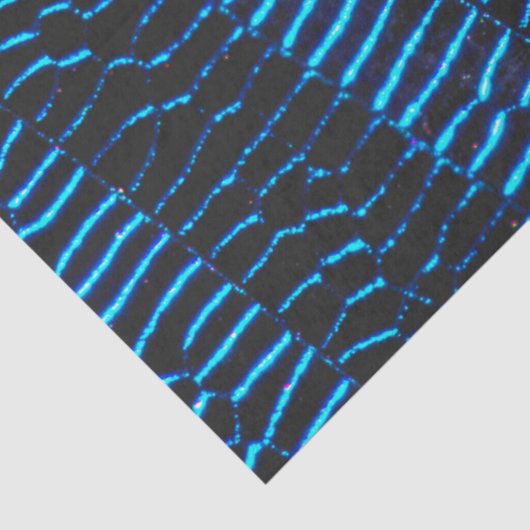 Shiny metallic vibrant neon blue abstract texture seidenpapier (Ausschnitt)