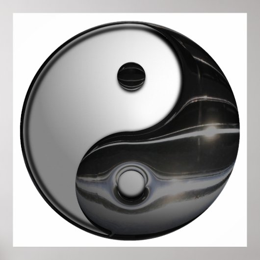 Shiny Metallic Yin und Yang Symbol Poster (Vorne)