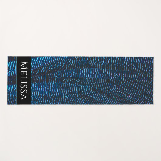 Shiny metallische blauer abstrakt Ihr Name Yogamatte (Vorderseite (Horizontal))