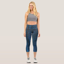 Shiny metallisches, leuchtend neonblaues abstrakte capri leggings