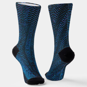 Shiny metallisches, leuchtend neonblaues abstrakte socken