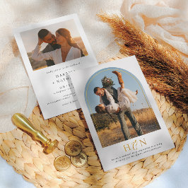 Shiny Minimal Initials Boho Arch 2 Foto Hochzeit Folieneinladung