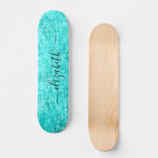 Shiny Mint Green Personalisiert Skateboard (Vorderseite)