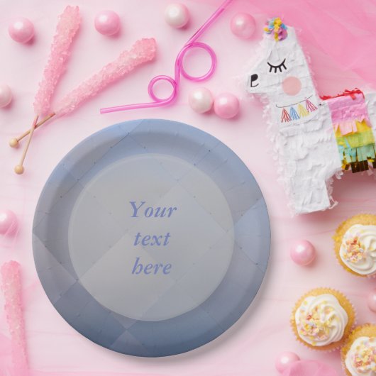 Shiny Modern Checkered Metal Blue beliebigen Text Pappteller (Party)