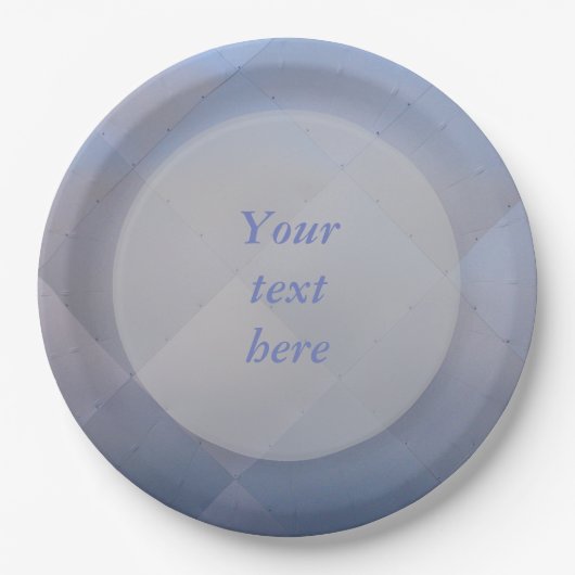 Shiny Modern Checkered Metal Blue beliebigen Text Pappteller (Vorderseite)