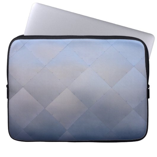 Shiny Modern Checkered Metal Blue Laptopschutzhülle (Vorderseite)