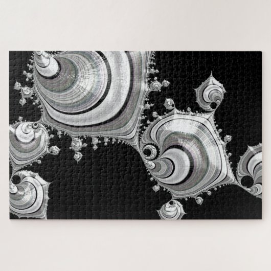 Shiny Monochrome Holographic Fraktal Space Oysters Puzzle (Horizontal)