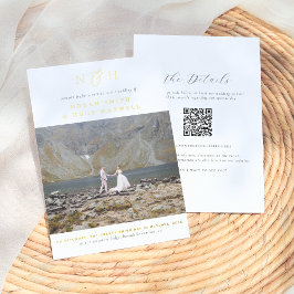 Shiny Monogram All in one QR Code Foto Wedding Folieneinladung