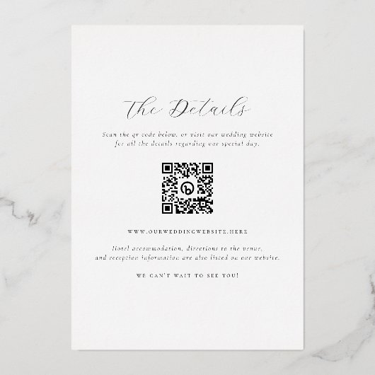 Shiny Monogram All In One QR Code Photo Wedding Folieneinladung (Rückseite)