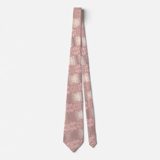 Shiny Neck Tie mit Rose Gold Blush Glitzer Tropfen Krawatte (Vorderseite)