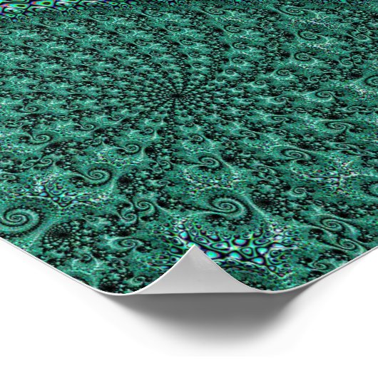 Shiny Net Aquamarines Gepunktetes Octopus Fraktal Poster (Ecke)