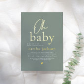 Shiny Oh Baby Script Sage Green Boho Baby Dusche Folieneinladung