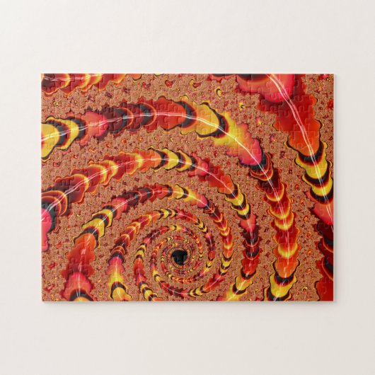 Shiny Orange and Yellow Spiral Fractal Abstract Puzzle (Horizontal)