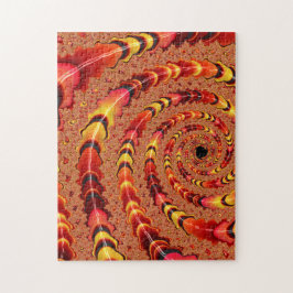 Shiny Orange and Yellow Spiral Fractal Abstract Puzzle