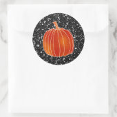 Shiny Orange Autumn Pumpkin Black Glitzer Bevorzug Runder Aufkleber (Tasche)