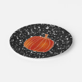 Shiny Orange Autumn Pumpkin Black Glitzer Party Pappteller (Schrägansicht)