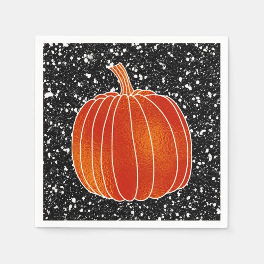 Shiny Orange Autumn Pumpkin Black Glitzer Party Serviette (Vorderseite)