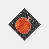 Shiny Orange Autumn Pumpkin Black Glitzer Party Serviette (Ecke)