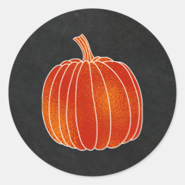 Shiny Orange Autumn Pumpkin Chalkboard Gastgeschen Runder Aufkleber