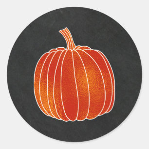 Shiny Orange Autumn Pumpkin Chalkboard Gastgeschen Runder Aufkleber