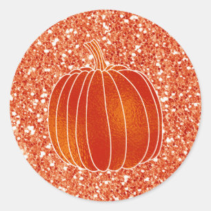 Shiny Orange Autumn Pumpkin Glitzer Gastgeschenk Runder Aufkleber