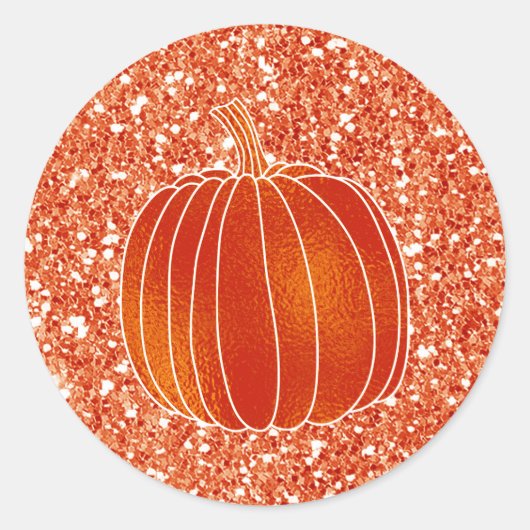 Shiny Orange Autumn Pumpkin Glitzer Gastgeschenk Runder Aufkleber (Vorderseite)
