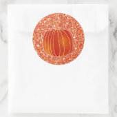 Shiny Orange Autumn Pumpkin Glitzer Gastgeschenk Runder Aufkleber (Tasche)